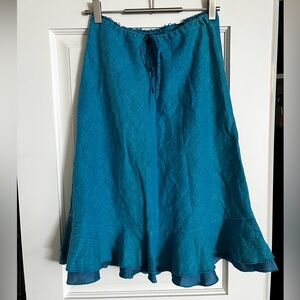 Linen teal skirt (medium)